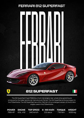 Ferrari 812 Superfast Car Poster