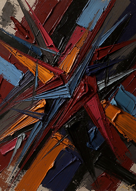 Abstract Impasto Painting with Bold Strokes