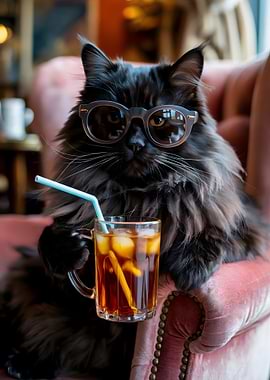 Cool Cat with Iced Tea