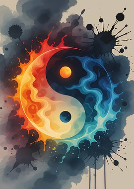 Watercolor Yin Yang Symbol