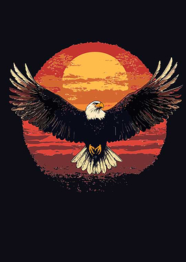 Eagle soaring against sunset illustration