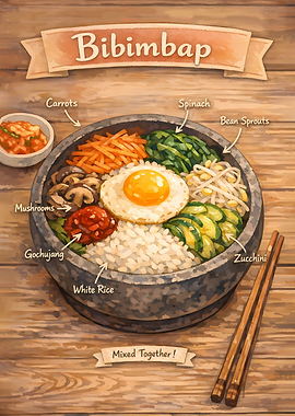 Bibimbap Korean Dish Illustration
