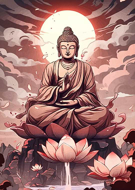 Buddha Statue on Lotus Flower