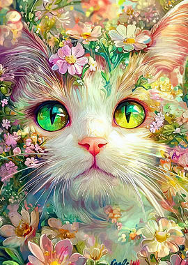 Floral Cat Portrait