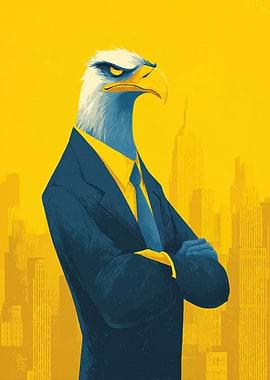Eagle Businessman in Cityscape
