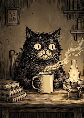 Grumpy Cat with Coffee