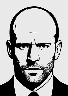 Jason Statham Black and White Portrait