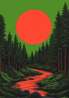 Red River Forest Landscape Art