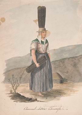 Charcoal Seller Tenerife Watercolor Painting