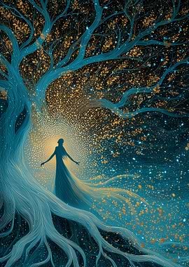 Mystical Tree and Silhouette