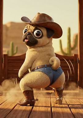 Dancing Cowboy Pug