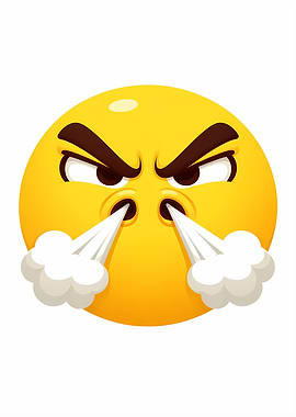 Angry Emoji with Steam from Nose
