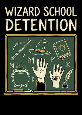 Wizard School Detention Chalkboard Illustration