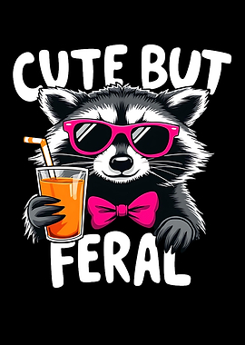 Cute But Feral Raccoon Illustration