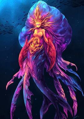 Mystical Mermaid in Deep Blue Sea