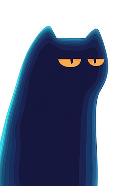 Grumpy Blue Cat Illustration