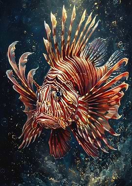 Striking Lionfish Painting