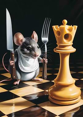 Mouse with Cheese Chess Piece