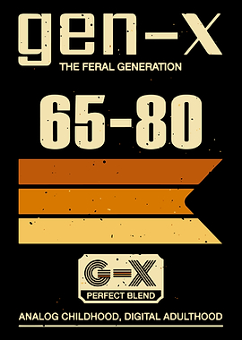 Gen X Feral Generation Poster, Retro 70s Style Wall Art, Analog Childhood Digital Adulthood