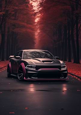 Dodge car on Autumn Road
