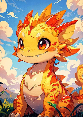 Cute Yellow and Orange Dragon