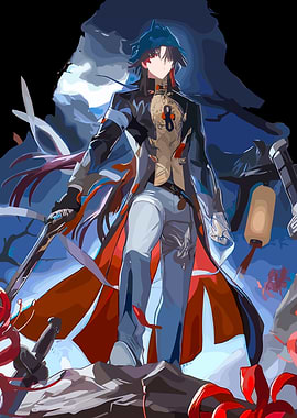 star rail game character with sword and lantern