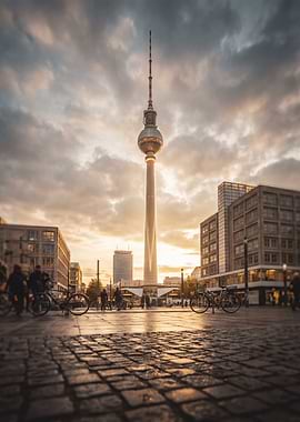 Berlin TV Tower at Sunset