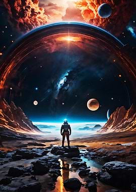 Astronaut on Alien Planet Landscape