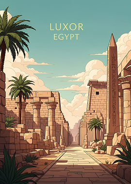 Luxor Egypt Ancient Ruins Illustration