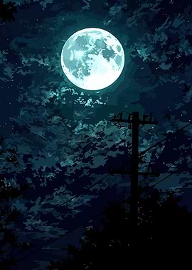 Full Moon Night Digital Art