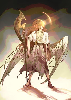 Winged Figure with Scythe and Halo