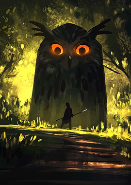 Mystical Owl Guardian in Forest