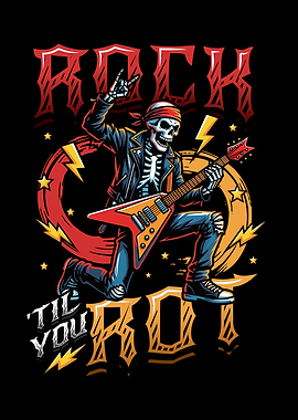 Rock 'Til You Rot Rock Band Skeleton Guitar