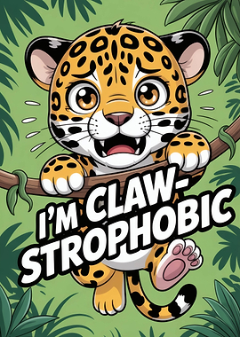 I'm Claw-strophobic Anxious Jaguar Cartoon
