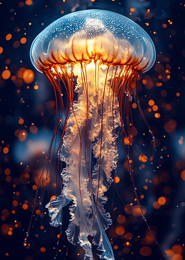 Glowing Jellyfish in Dark Water