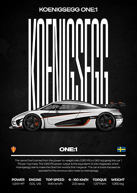 Koenigsegg One:1 Car Poster