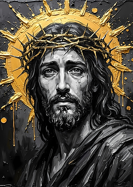 Jesus Christ Portrait with Crown of Thorns