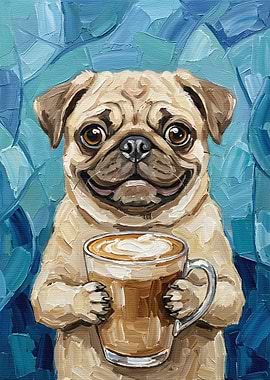 Pug with Coffee
