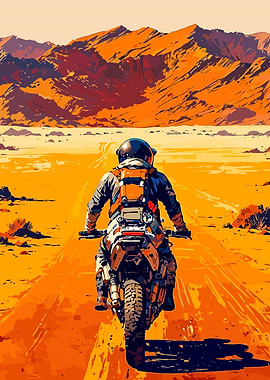 Motorcycle Adventure in Desert Landscape