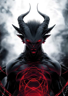 Horned Demon with Red Energy
