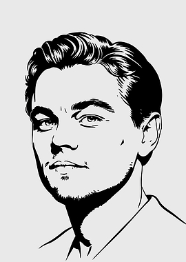Leonardo DiCaprio Portrait Black and White