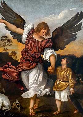 Tobias and the Angel Painting