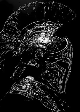 Spartan Helmet Black and White