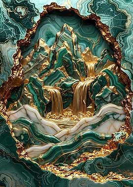 Emerald and Gold Mountain Waterfall