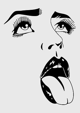 Woman's Face with Tongue Out