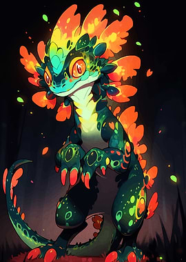 Cute Colorful Lizard Creature