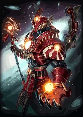 Armored Figure with Staff and Energy