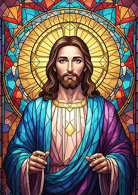 Jesus Christ Stained Glass Portrait