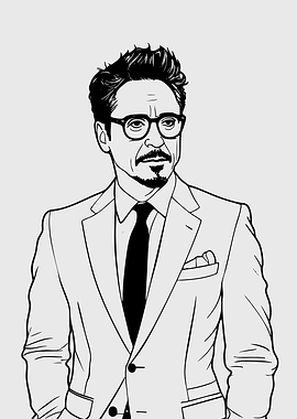 Robert Downey Jr. Line Art Portrait