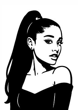 Ariana Grande Black and White Portrait